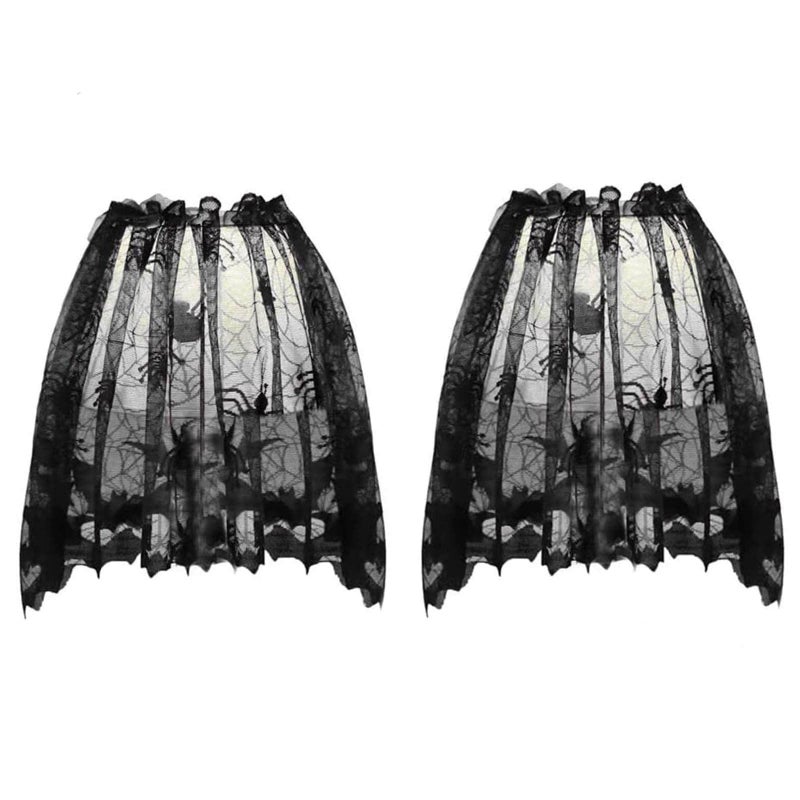 Orgrimmar 2 PCS Halloween Spider Web Lamp Shades Topper Lace Cobweb Window Door Fireplace Mantle Scarf Cover with 2 PCS Ribbon for Halloween Themed Party Decoration, 20" x 60" - Image 1